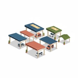 Изометрическая иллюстрация металлоконструкций для торговых павильонов, Юг России, от ТСК СтальСтрой.